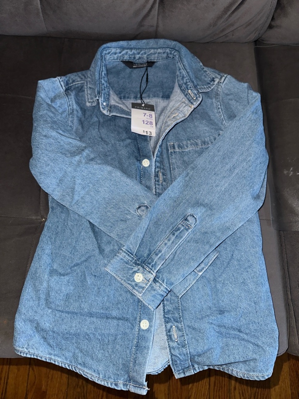 Primark Light Denim Button-Down Shirt - Blue